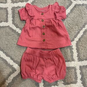 Carter's Pink Baby Two-Piece Button Top & Shorts